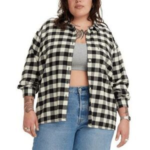 Levi's Women's Plus Size Davy Flannel Shirt - Shailene Plaid Meadow Mist 3X